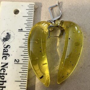 earrings vintage sobral banana lucite dangling pierced yellow huge